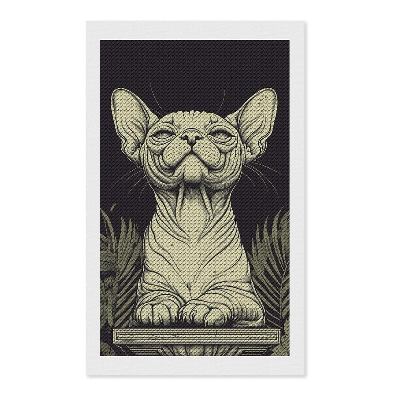 Junmoney Smiling Sphynx Cat Diamond Art Kit 12"x20", Creative Leisure Activity, Complete Accessories, Vintage Style Decor, for Women