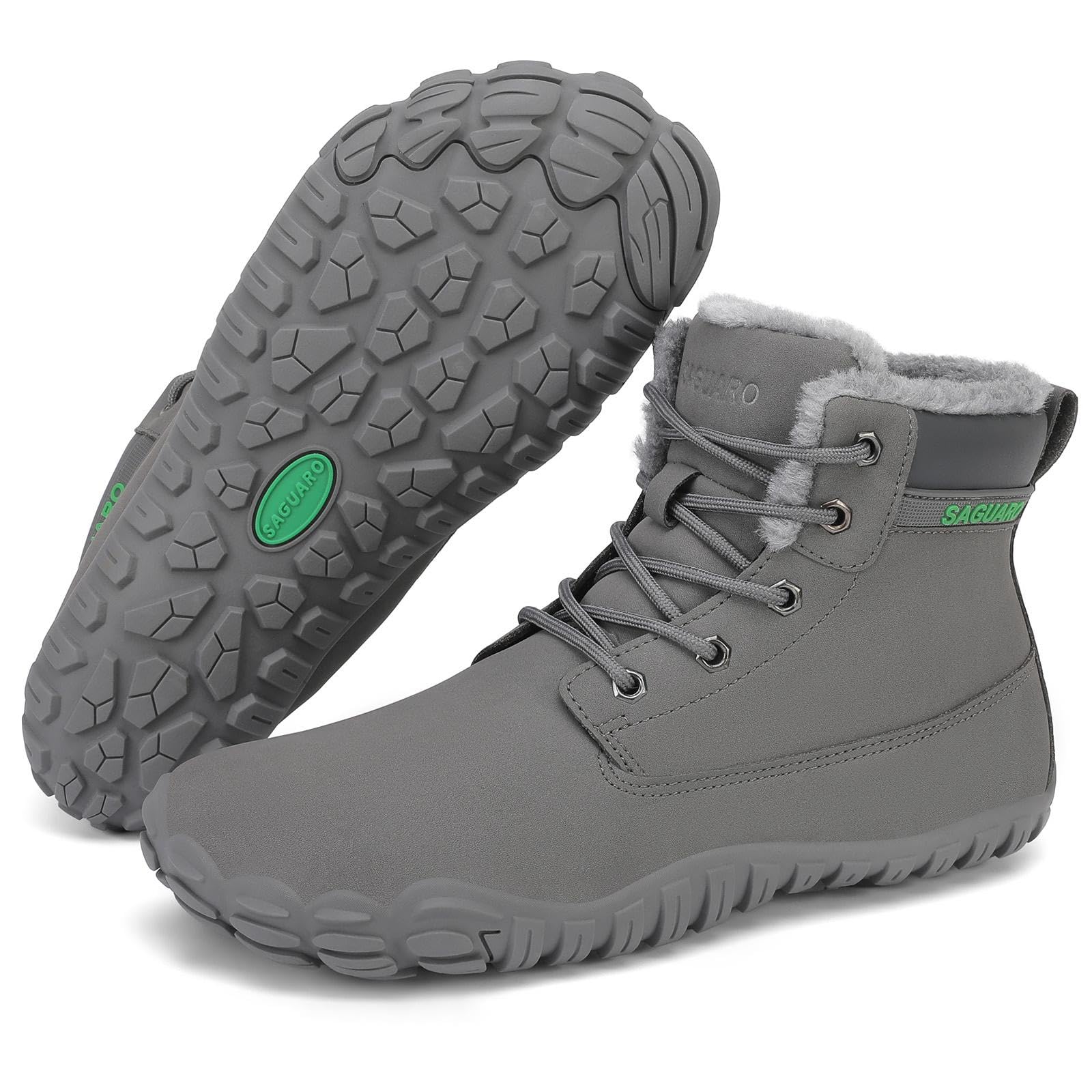 SAGUARO Męskie buty Barefoot Zimowe wodoodporne buty z ciepłym włosem, rozmiar 36-48