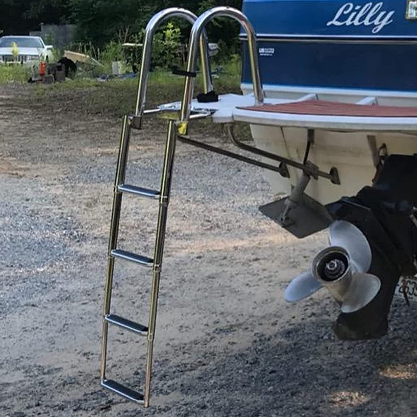 Buy Foldable Marine Boat Ladders 4 Step, Premium Stainless Folding Rear