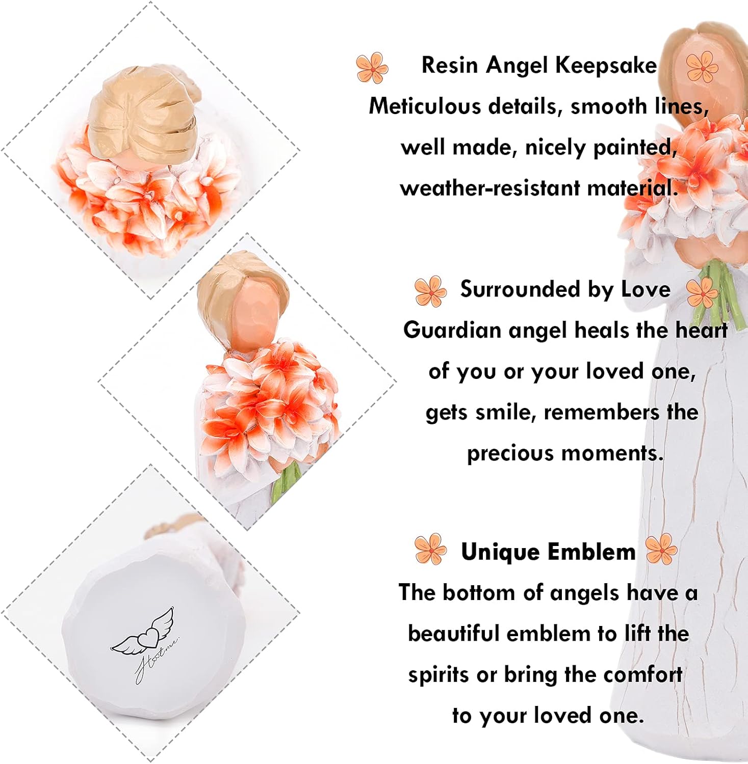 Guardian Angel Collectible Figurine, 5.9" Hand Carved Angel Figurine Angel Keepsake Gift, You are Surrounded by Love and Light Everywhere : Home & Kitchen