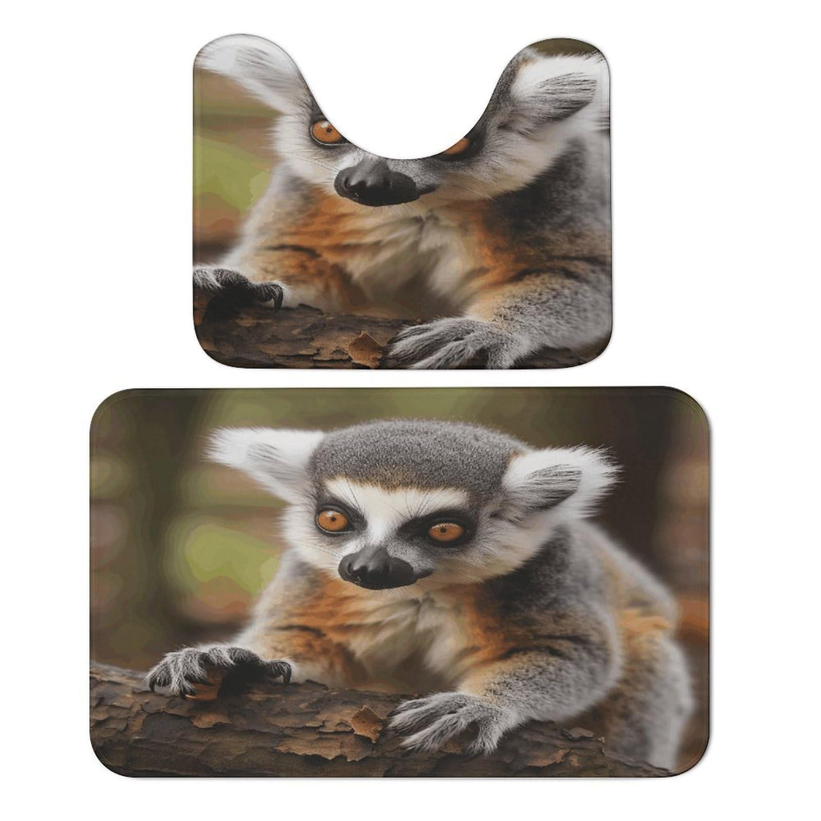 Tapis de sol en velours corail salle de bain TwoMonkey motif lémurien mignon