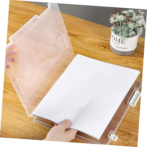 Miniatura 5 de Operitacx Caja de almacenamiento de archivos de escritorio, organizador de papel de escritorio, carpeta de archivos transparente, contenedor de