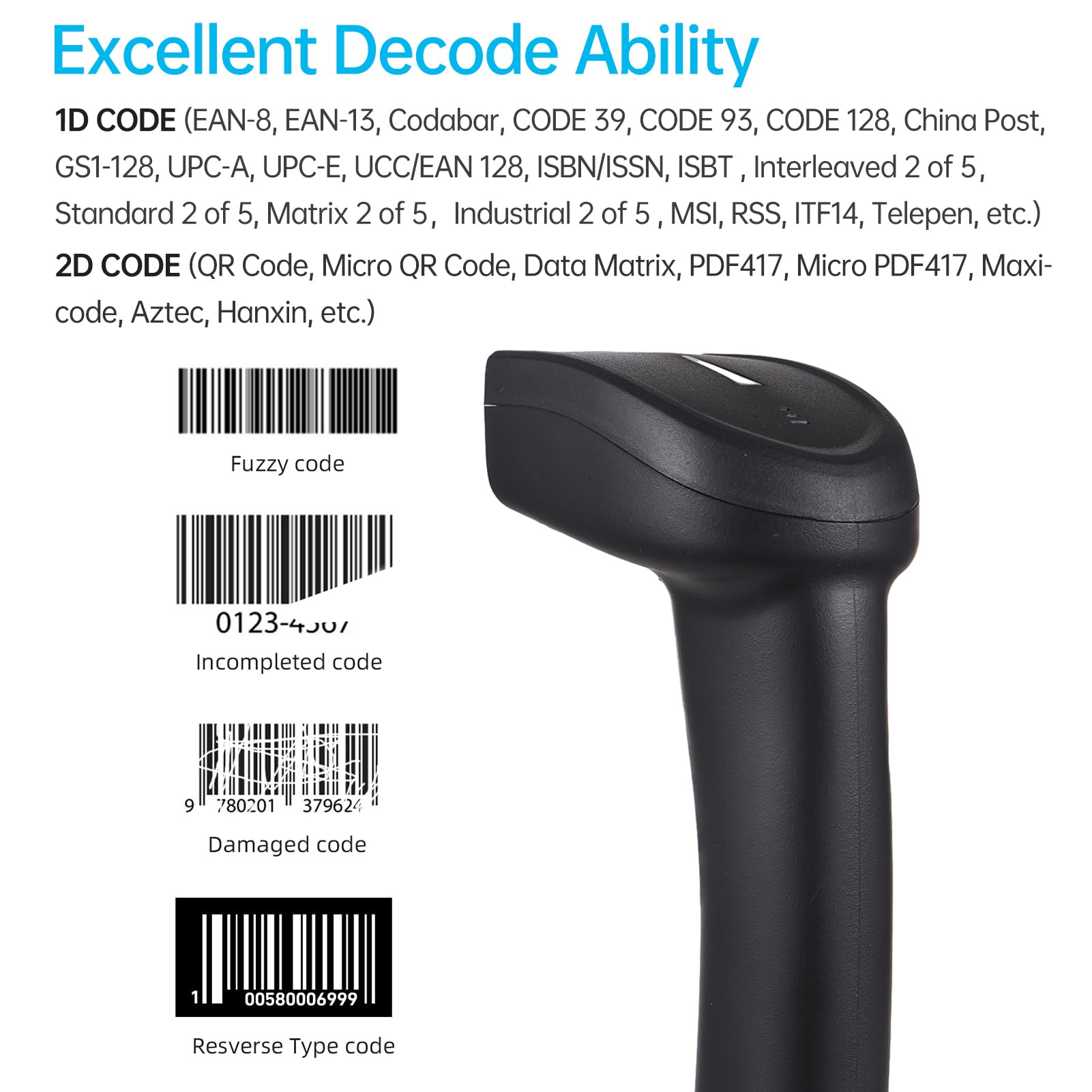 Amazon.co.jp: 2D BT + 2.4G バーコード スキャナ ハンドヘルド USB 