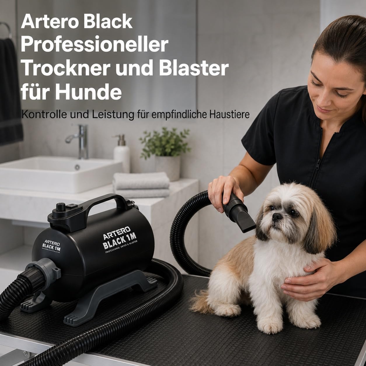 Artero Black. Blaster 1 Motor – Professioneller Hundeföhn, Hohe Leistung und Schnelles Trocknen des Fells