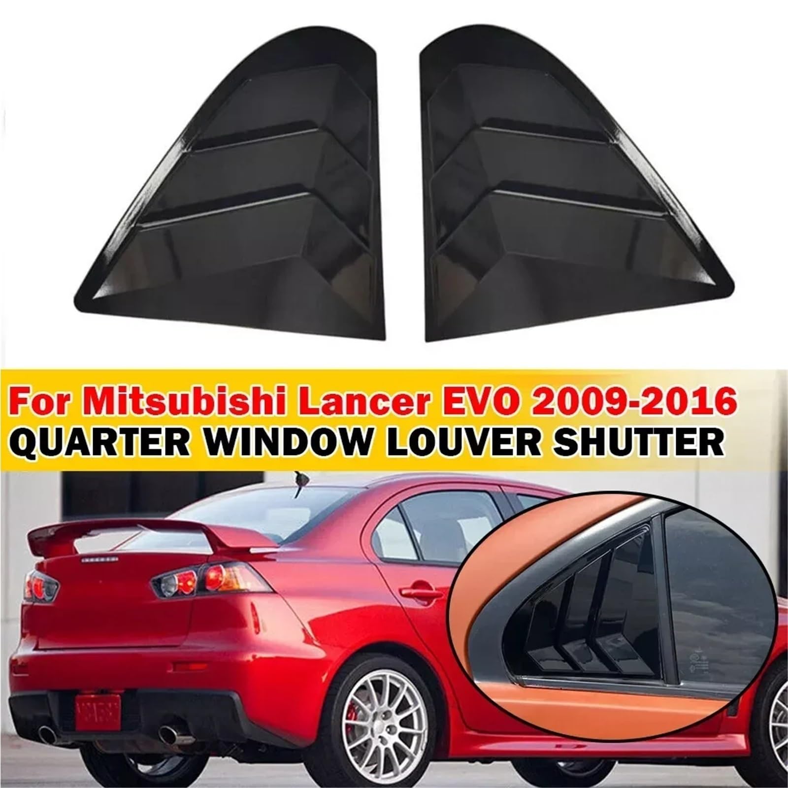 Zaluzje do okien bocznych Pasuje do Mitsubishi Lancer EX X EVO 2008-2018, naklejka na tylną żaluzję, boczną osłonę okna, wlot powietrza Osłonę bocznej żaluzji samochodu(Carbon)