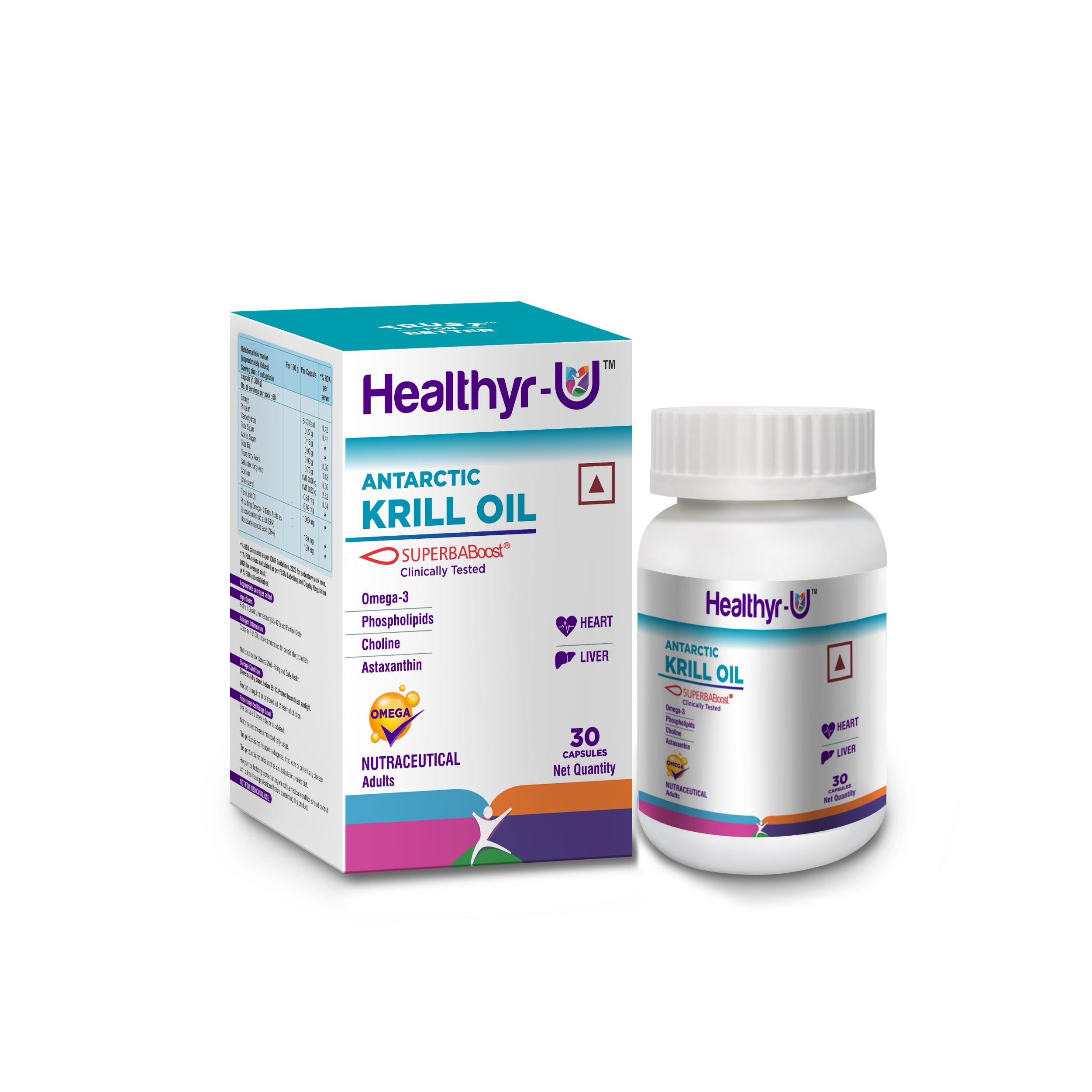 Healthyr-U Antarctic SuperbaBoost® Krill Oil | Packed with Marine phospholipids, Omega 3 EPA & DHA, Choline, and Astaxanthin | Supports Heart, Liver, Muscles, and Skin | (30 Capsules) (B0C9QSC9GJ) Amazon Price History, Amazon Price Tracker