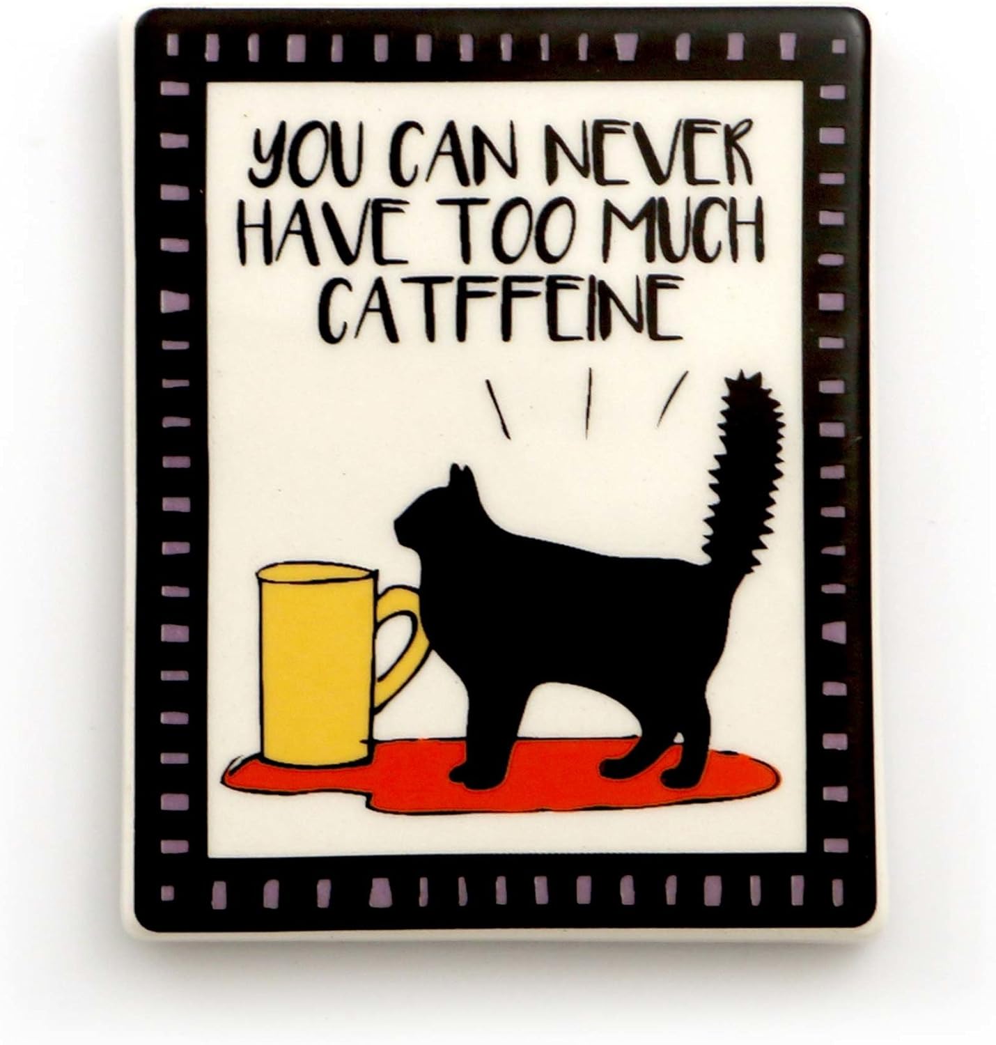 Enesco Catffeine Cat Stoneware Magnet, 3", Multicolor