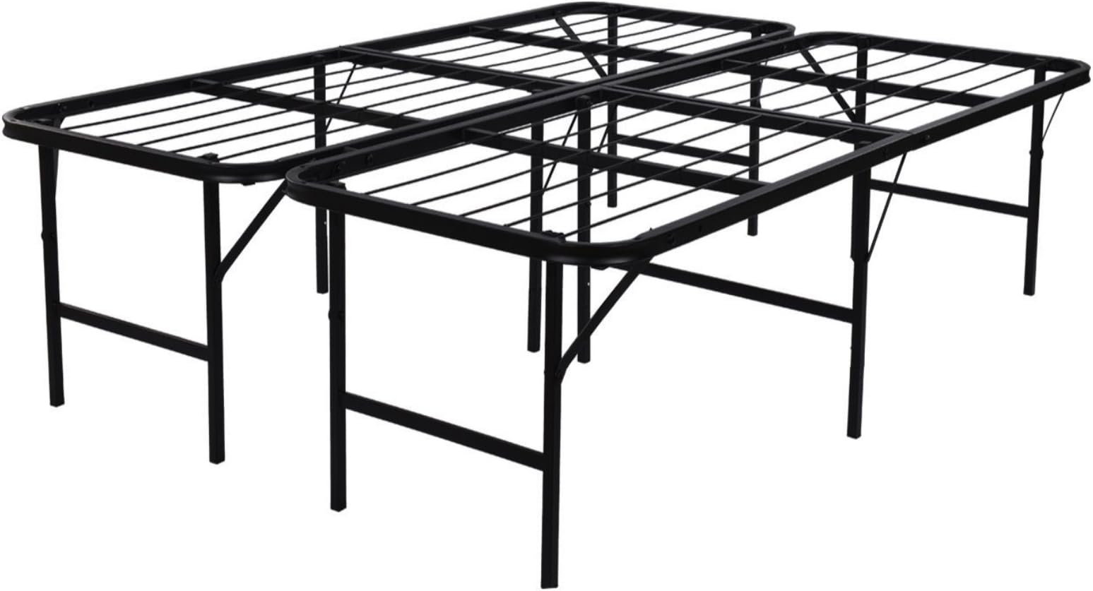 Platform Bed 17" H Steel Frame Heavy Duty Foldable Bedroom Storage Full Size # 643