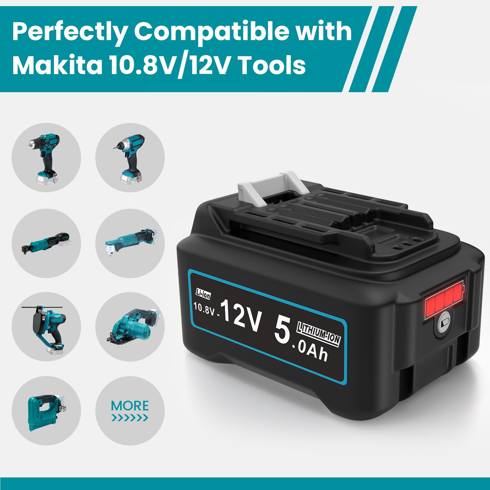 Batería de Repuesto para Makita 12v: 5,0Ah Li-Ion batería de Repuesto para Makita BL1021B BL1015 BL1020B BL1041B BL1016 197396-9 632F59-1 (2 Unidades) | Batería de repuesto para herramientas de ion de litio, 2 unidades, compatible con BL1015 BL1020B BL104