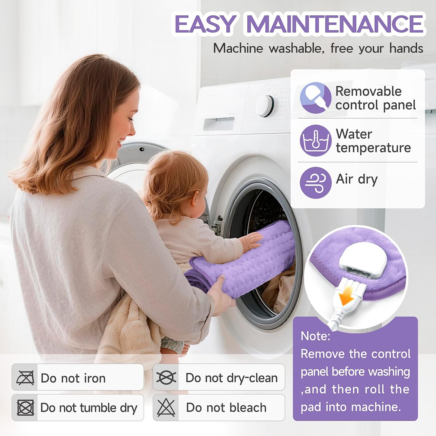 Heating Pad for Neck and Shoulders and Back, Electric Heating Pad for Period Cramps with 6 Heating & 4 Timer Setting, Easy Machine Washable, Best Gifts for Parents (17'' x 33'')