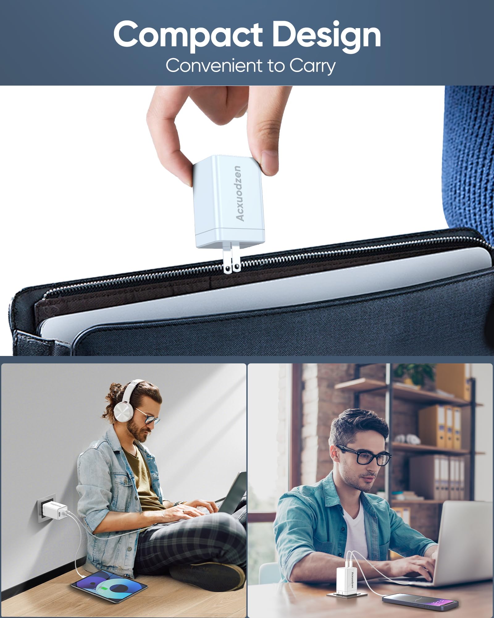 Ładowarka ścienna USB-C, 160 W (2 sztuki), GaN szybka ładowarka, składana, typ C, zasilacz do laptopa, kompatybilna z MacBook Pro/Air, iPad Pro/Air, iPhone 15 Pro Max/15 Plus/15 Pro/15/14/13, Galaxy