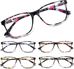 SIGVAN Ladies Reading Glasses Blue Light Blocking Spring Hinge Fashion Pattern Print Eyeglasses for Women