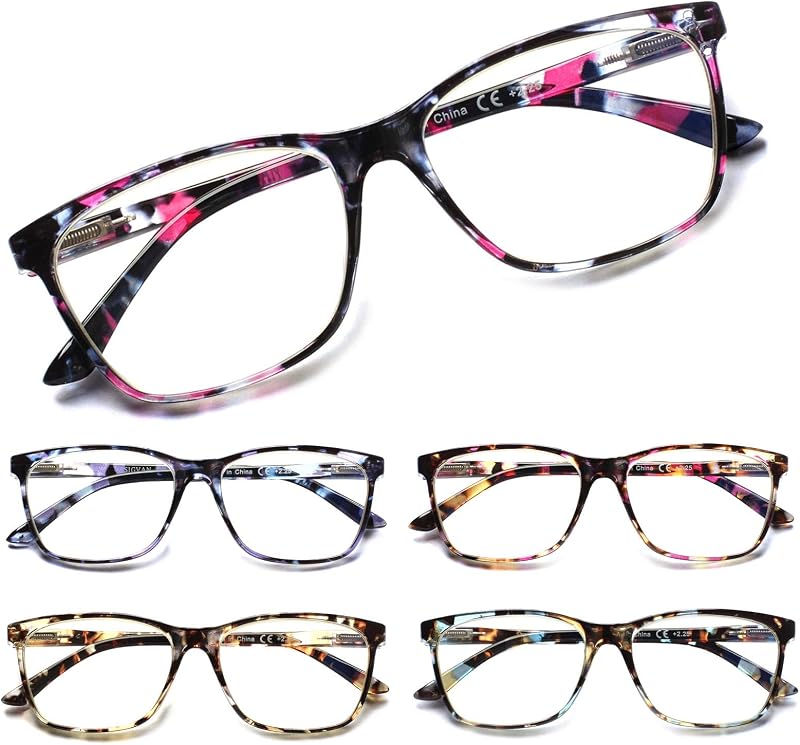 SIGVAN lentes de lectura para mujer con bloqueo de luz azul, bisagra de resorte, lentes con estampado de patrón de moda para mujer