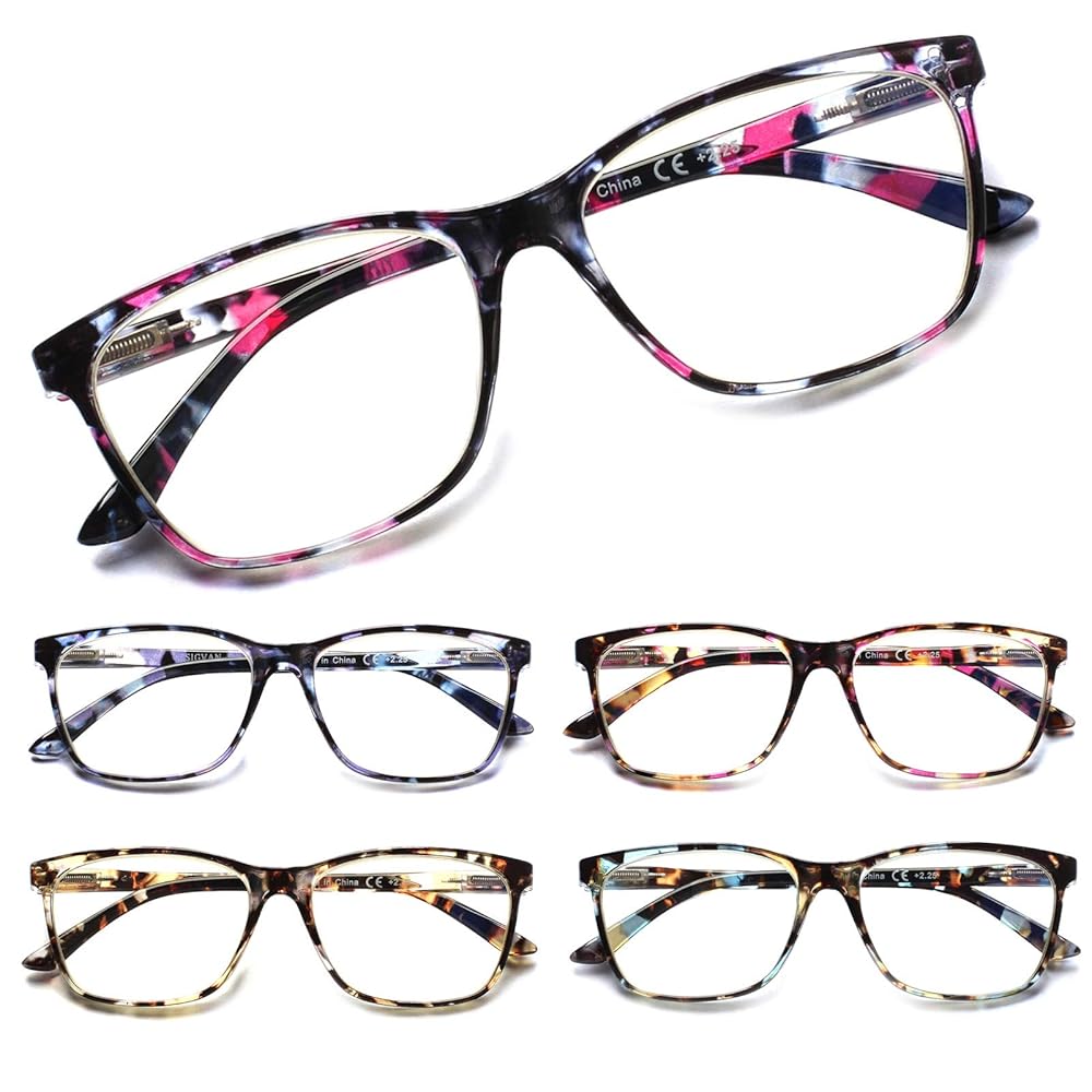 SIGVAN Ladies Reading Glasses Blue Light Blocking Spring Hinge Fashion Pattern Print Eyeglasses for Women (multicolour, 0.50)