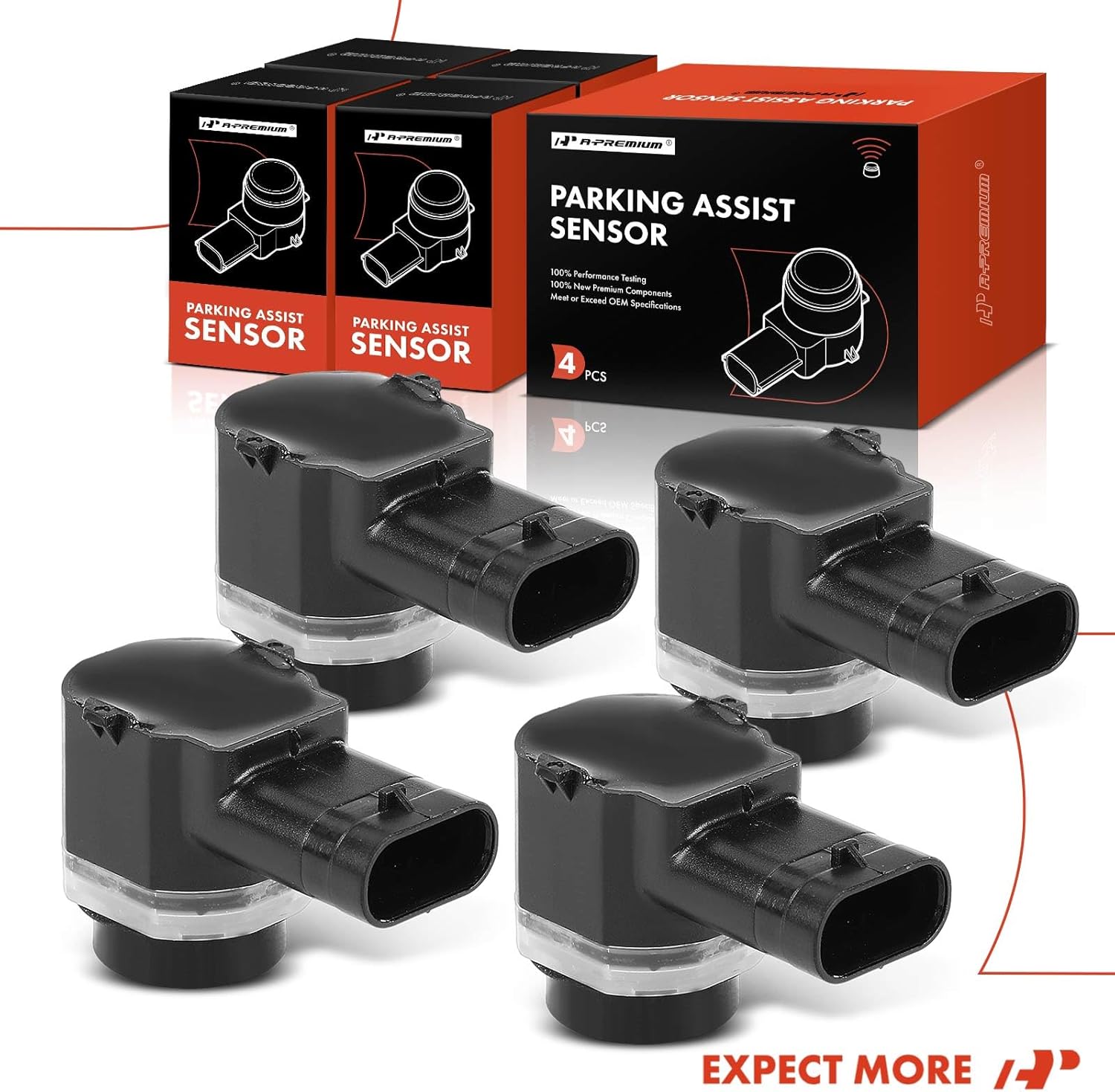 A-Premium 4-PC Rear Reverse Backup Parking Assist Sensor Compatible with Ford Models - Escape 2013-2016, Transit, Transit-150, Transit-250, Transit-350, Transit-350 HD, 2015-2017, Transit Custom 2017