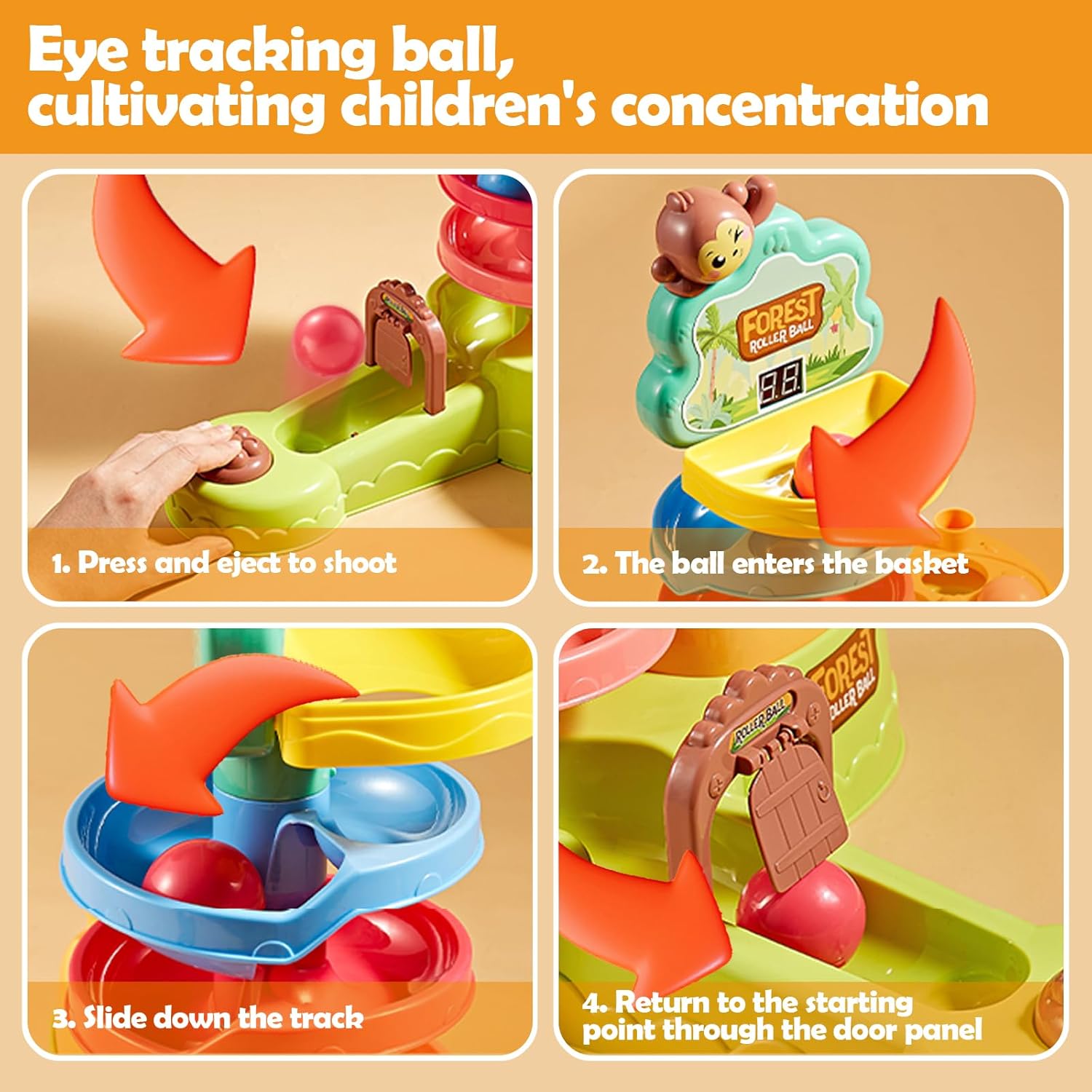Children's Pitching Toys, Hammer Hitting Competitive Counting Mode Track Sliding Toys for Toddlers Kids Aged 1-5