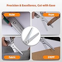 Vista 5 de XXOK 2-in-1 foldable scissors with measuring ruler - stainless steel mini Travel Scissors portable lightweight EDC scissors multitool suitable for