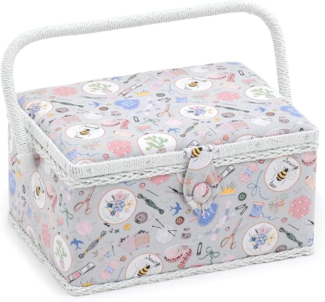 Hobby Gift Exclusive Medium Sewing Craft Storage Box, Wood, Homemade, 18.5 x 25.5 x 14.5cm