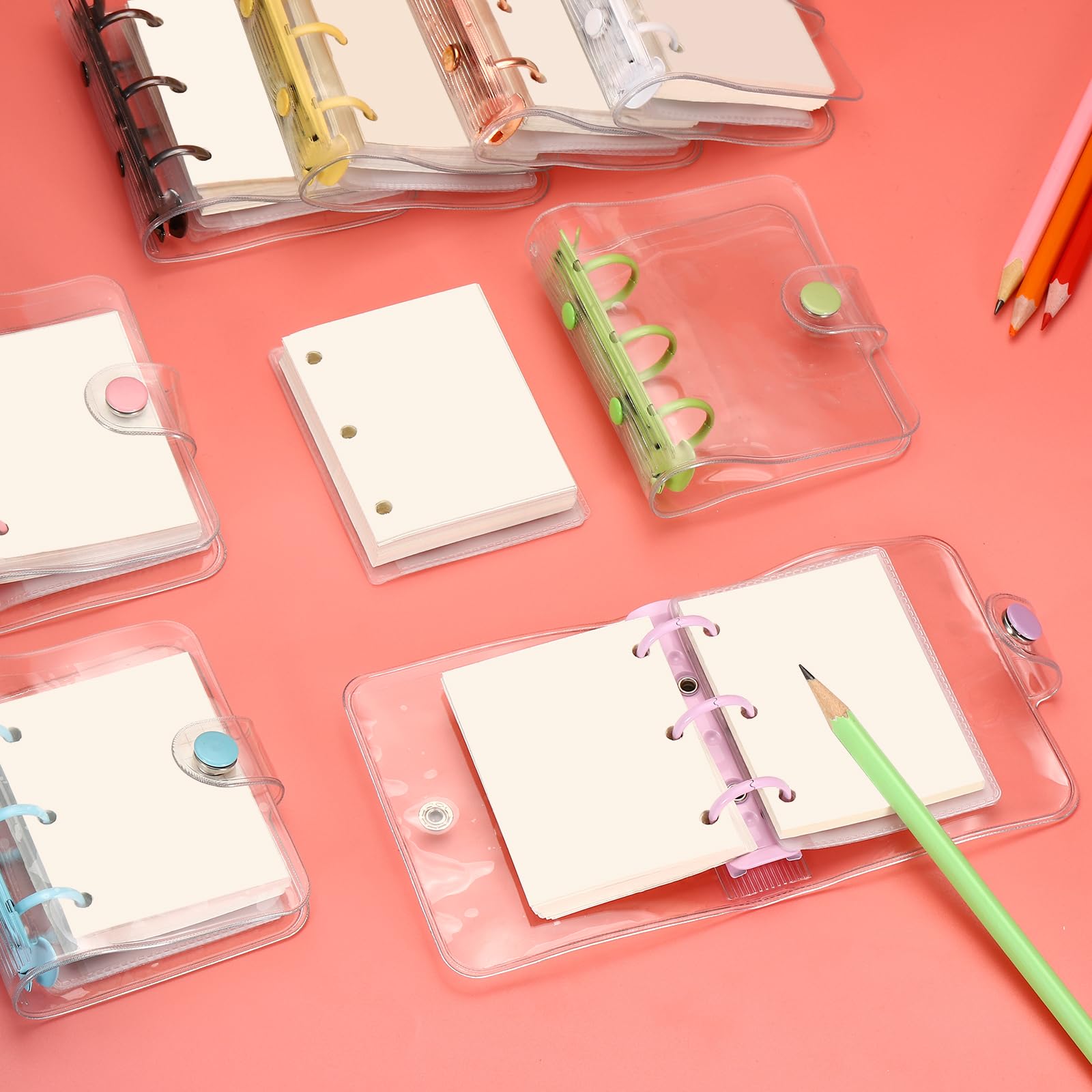 Archivador Anillas Oxford PATIKIL Cubierta Transparente De Carpeta De 3  Anillos, Paquete De 2 Carpetas De PVC Para Cuadernos, Mini Carpeta De Hojas  Sueltas Recargables Con 160 Hojas De Papel En Blanco,, image size:1600x1600