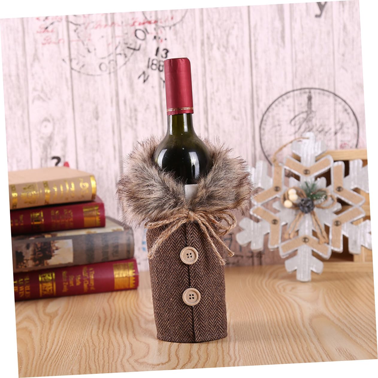 ERINGOGO 2 Pièces Housses de Bouteille Vin Noël Lot Décorations Festives Toile de Jute Carreaux Rouge pour et
