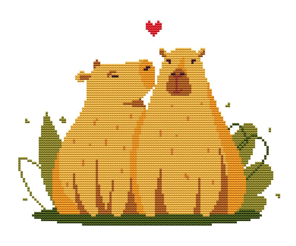 Awesocrafts Capybara Cross Stitch Stamped Kits Easy Patterns Cross Stitching Embroidery Needlework Kit Supplies