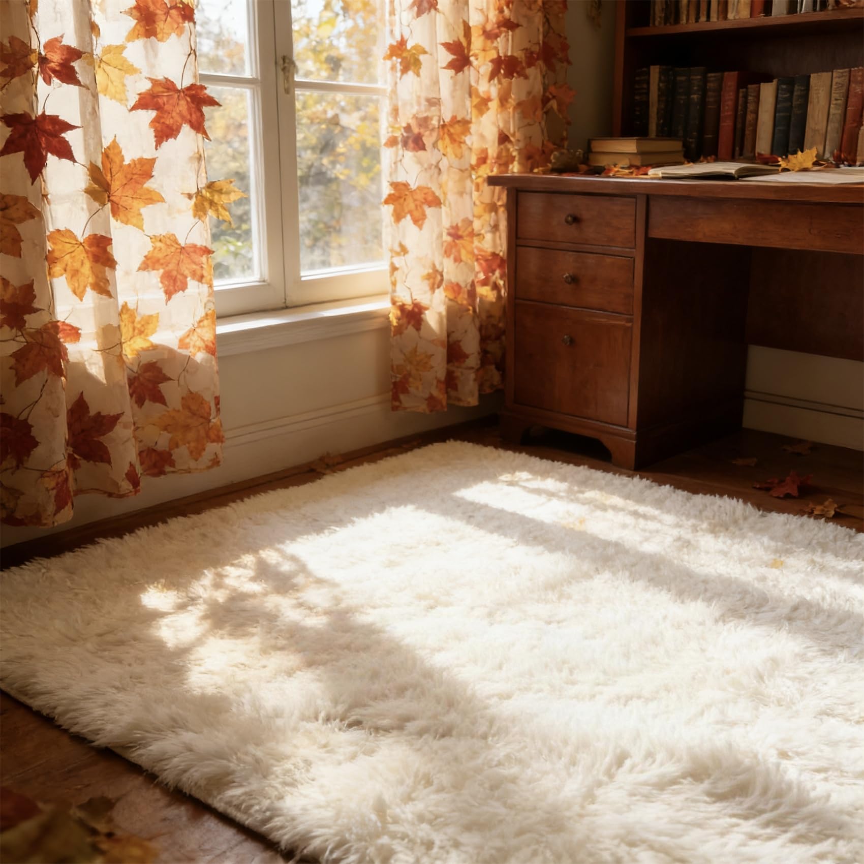 Tapis chambre 257 x 130 cm blanc doux et moelleux pour salon moderne