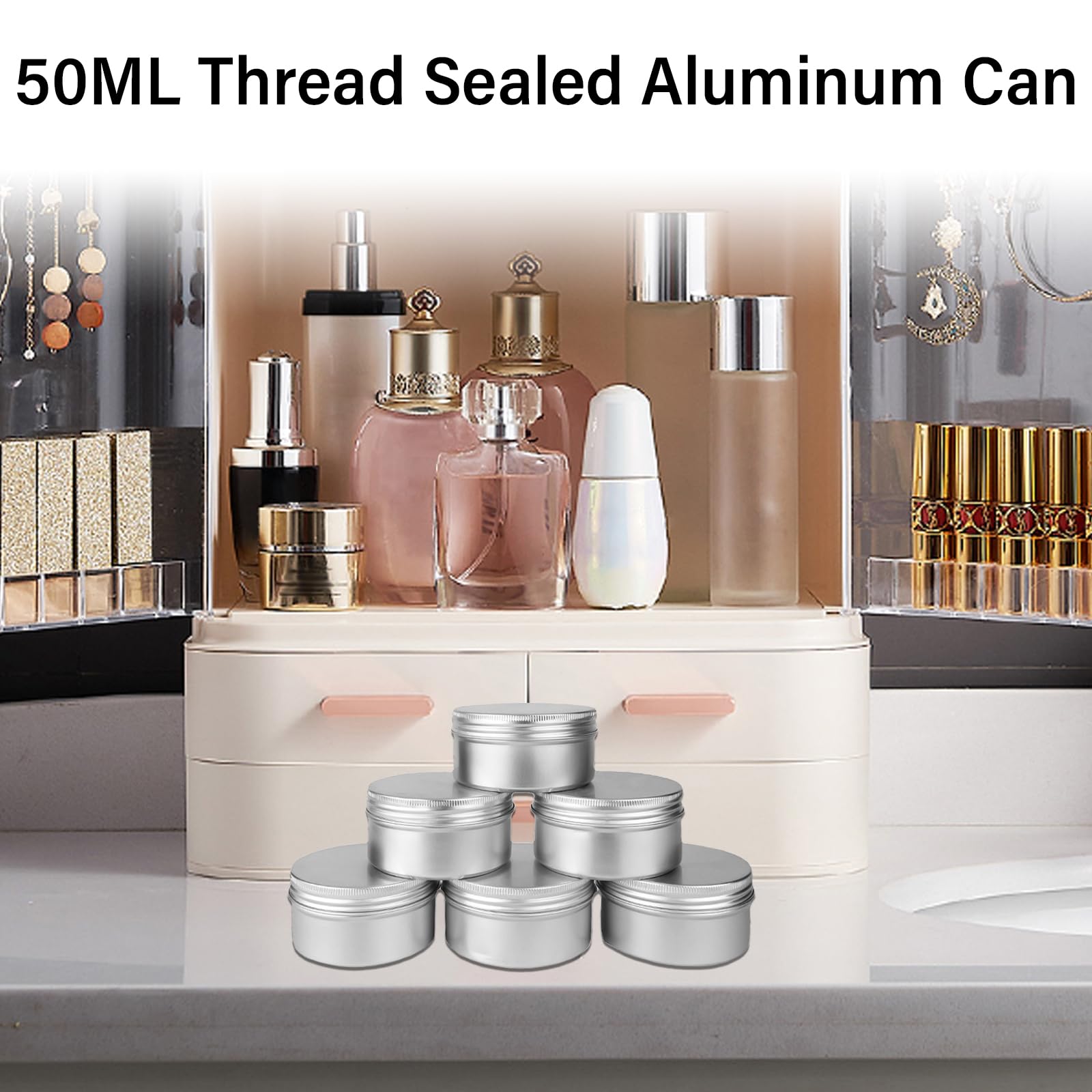12 PCS 50ML Aluminum Tin Small Jars Empty with Screw Cap Lids - Image 3