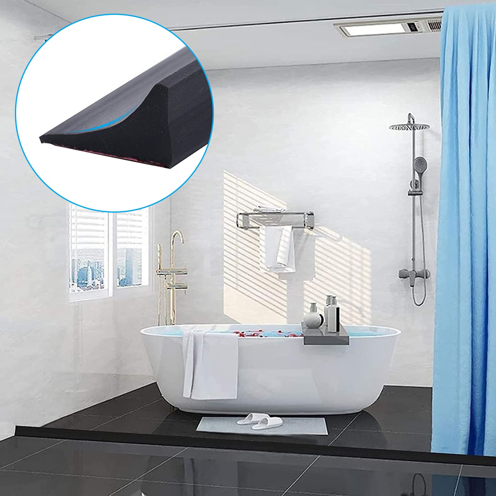 Selbstklebende Duschschwelle / Wassersperre Aus Silikon – 100 Cm, Weiß, 3 Cm Hoch, Für Badezimmer & Küche