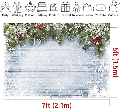 Miniatura 5 de CYLYH Telón de fondo de Navidad de 7 x 5 pies, fondo de madera rústico vintage para fiesta de Año Nuevo