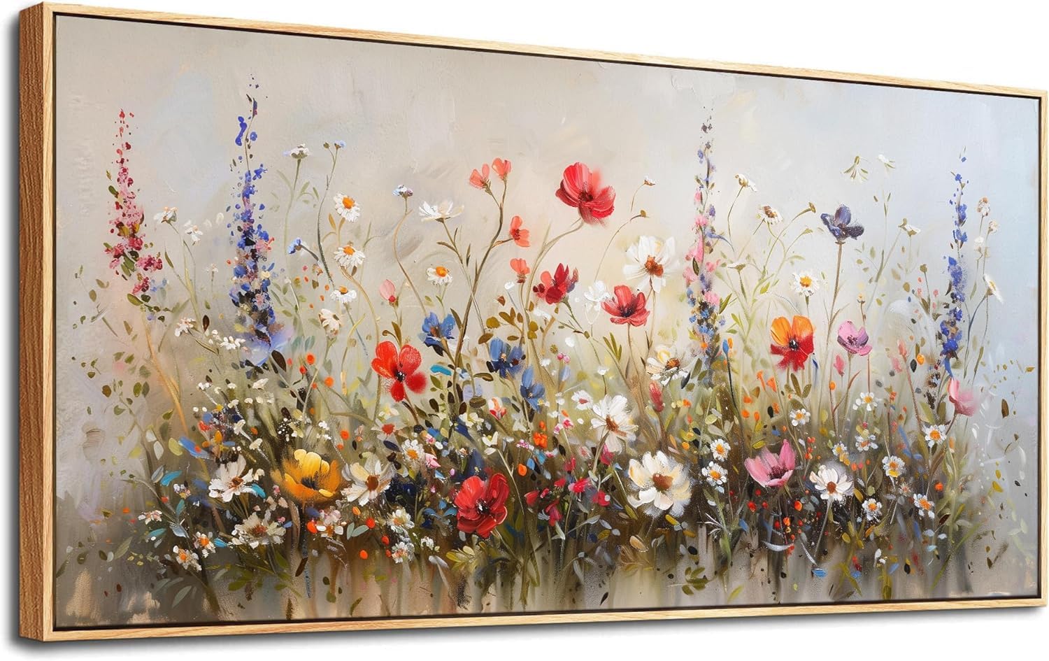 lianyibo Large Canvas Wall Art Farmhouse Garden Watercolor flowers Wall Paintings Print Artwork For Living Room Decoration(50x100/Frameless)