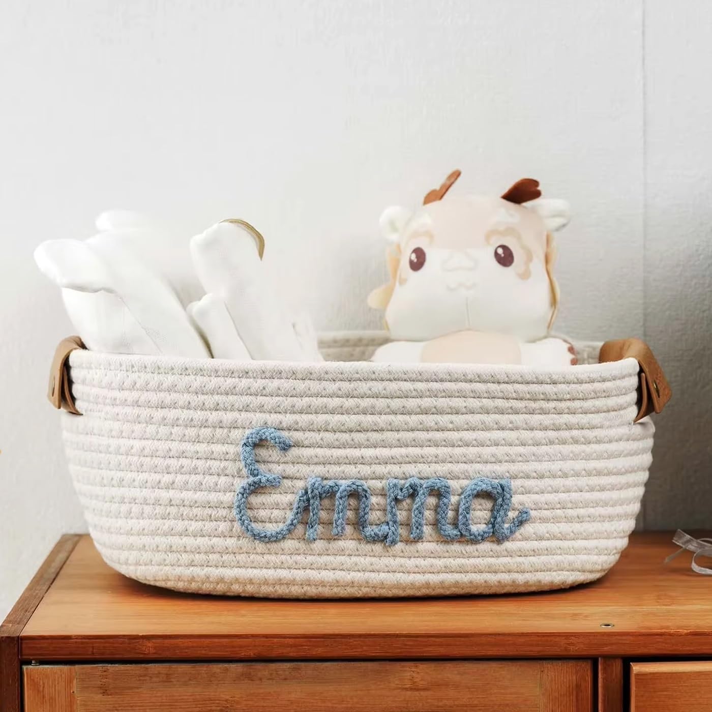 Cestino Personalizzato Con Nome For Baby Shower For Bambine E Bambini, Cestino In Cotone Personalizzato Con Nome, Regalo For Neonati/animali Domestici/giocattoli(13x24x32cm)