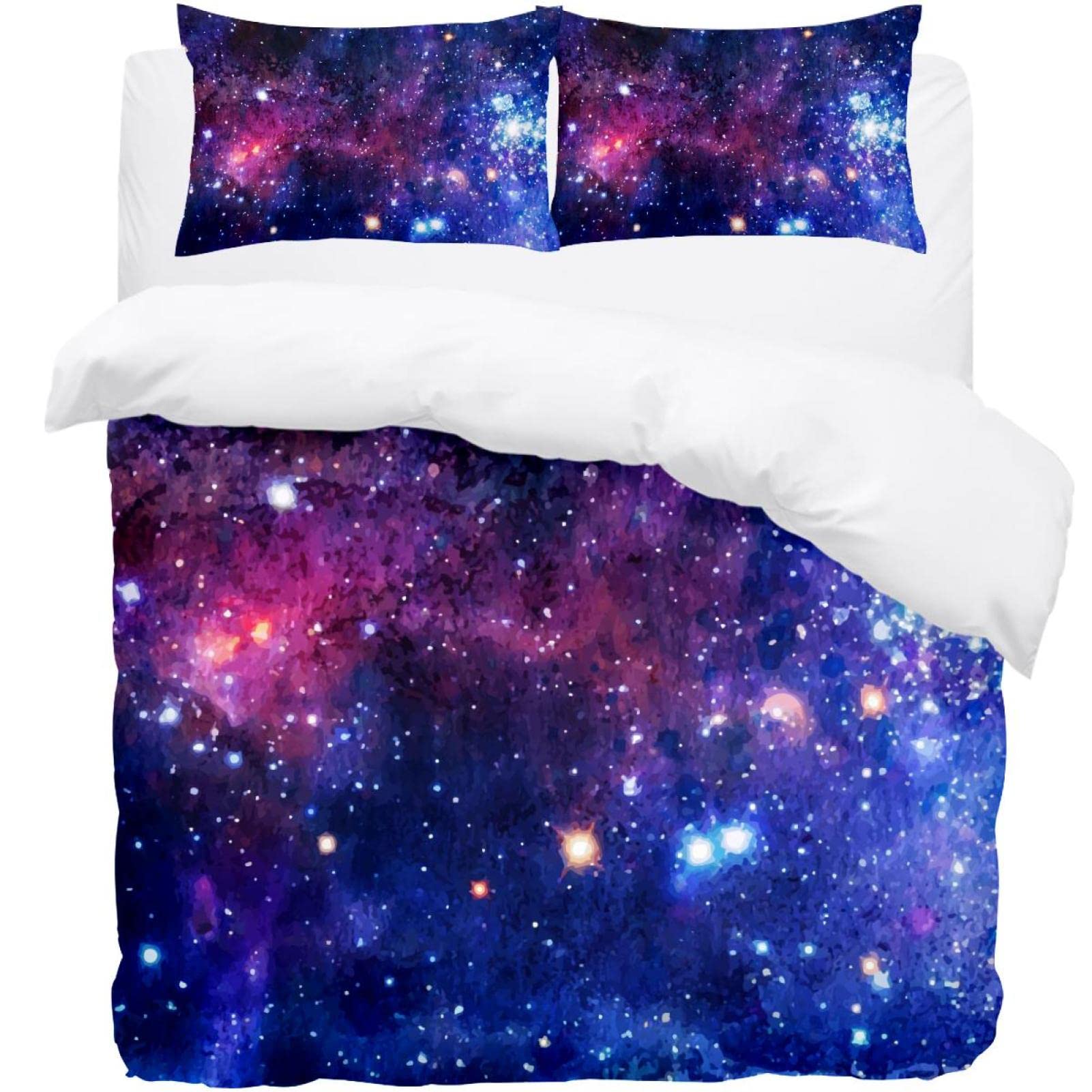Housse de couette douce et anti-plis pour lit simple en microfibre motif étoiles