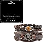 HZMAN Mix 5 Wrap Bracelets Men Women Hemp Cords Wood Beads Ethnic Tribal Bracelets Leather Wristbands