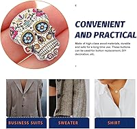 Vista 4 de GLEAVI Botones de calavera de madera para coser, 50 piezas, accesorios de ropa decorativos, pequeños botones de madera de dos agujeros
