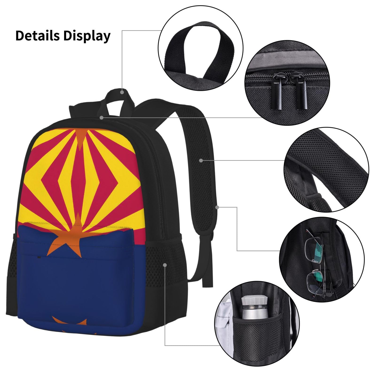 Arizona flaga stanu plecak dziecko chłopcy dziewczęta pudełko na lunch szkoła torba zestaw uczniów szkoły student prezent, Czarny, One Size, Bagaż