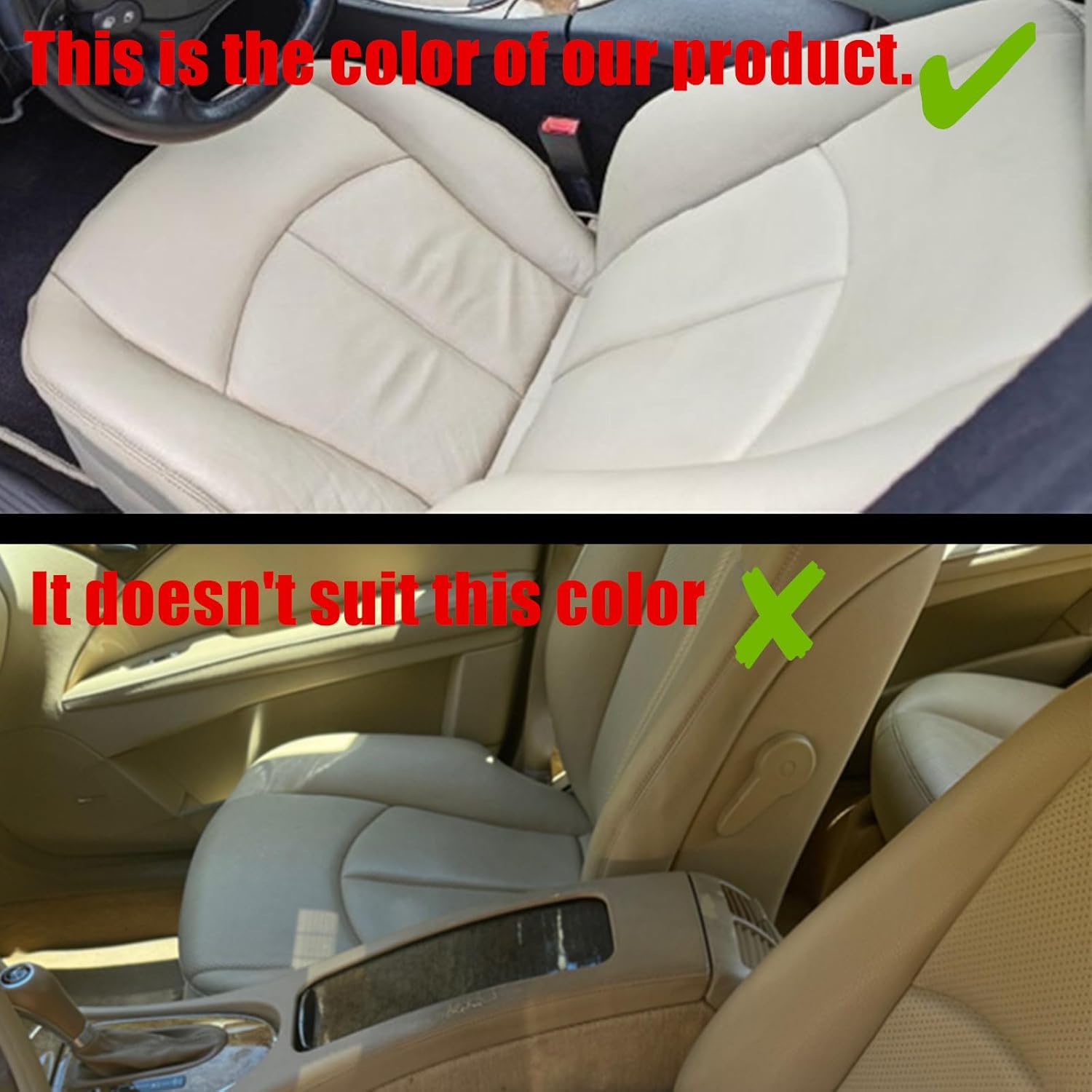 SecosAutoparts Tan Driver & Passenger Side Bottom & Top Replacement Perforated Leather Seat Covers Compatible with Mercedes Benz E63 E280 E300 E320 E350 E500 E550 2003 2004 2005 2006 2007 2008 2009