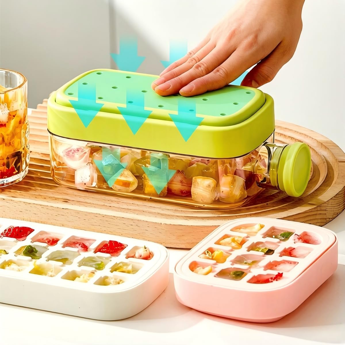 2-In-1 Ice Cube Maker Bottle With Straw, Portable Water Bottle With Ice, Touch-Free Ice Release, Quick Ice Maker For Travel, Gym, Outdoor, Home Use (Green, 800ml) on Fridge.com - View 4