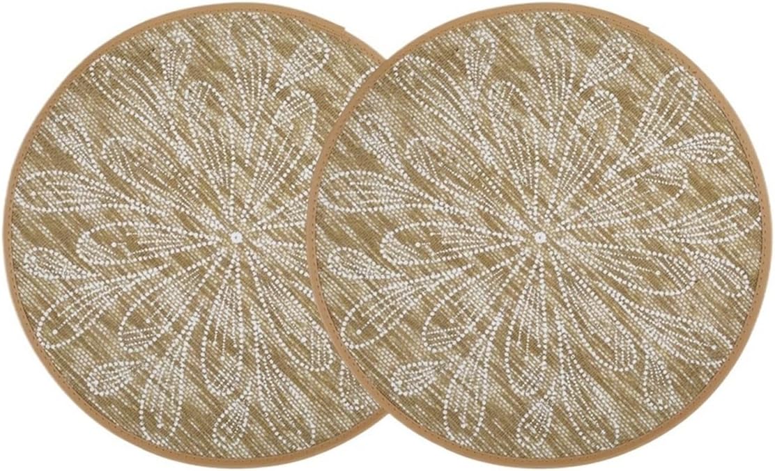 2/4/6/8pcs Bohemian Jute Placemats Set, Non-Slip Round Dining Table Mats for Kitchen, Wedding, Home Decor(Blue)