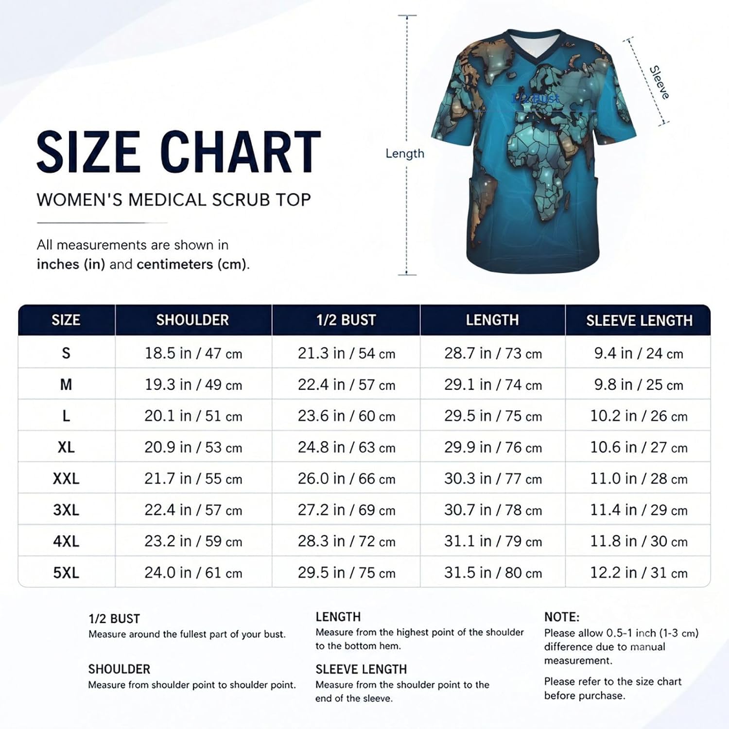 Professional Scrub Tops for Men, Classic V-Neck Workwear with 3 Pockets