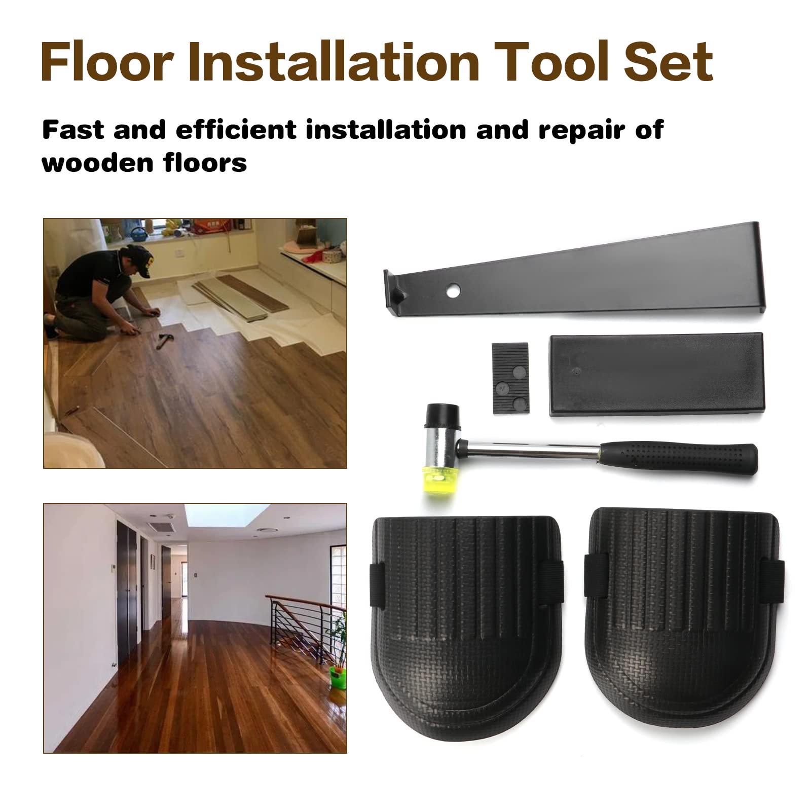 Kit di installazione e riparazione per pavimenti in legno laminato, strumenti di assemblaggio con 40 distanziatori e barra di trazione