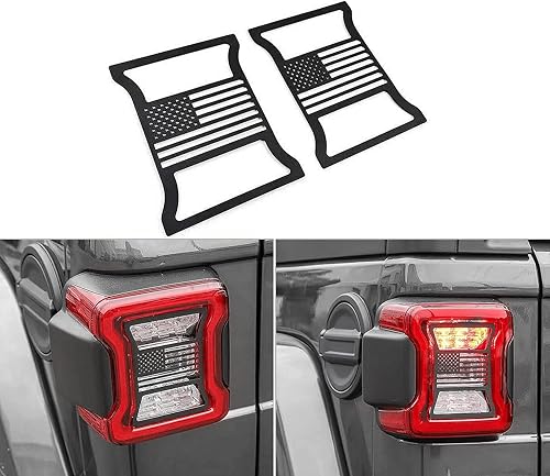Protector de luz trasera con estilo de bandera de Estados Unidos (luces LED) para Jeep Wrangler JL JLU 2018-2023 (bandera de EE. UU.)