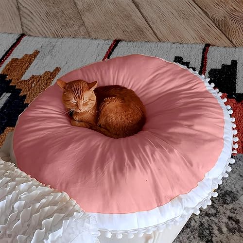 Miniatura 4 de Cojín grande de suelo para niños, almohada circular para niños, color rosa, almohadas redondas para sala de juegos, almohada grande para rincón de