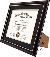Vista 3 de GraduationMall - Marco para certificado, diploma y documentos con cristal real, aspecto de madera profesional y cuentas doradas, color caoba