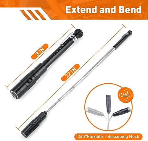 Vista 18 de Juego de herramientas de recogida magnética telescópica con palos de recogida de 1 y 15 libras, espejo de inspección ajustable redondo y cuadrado