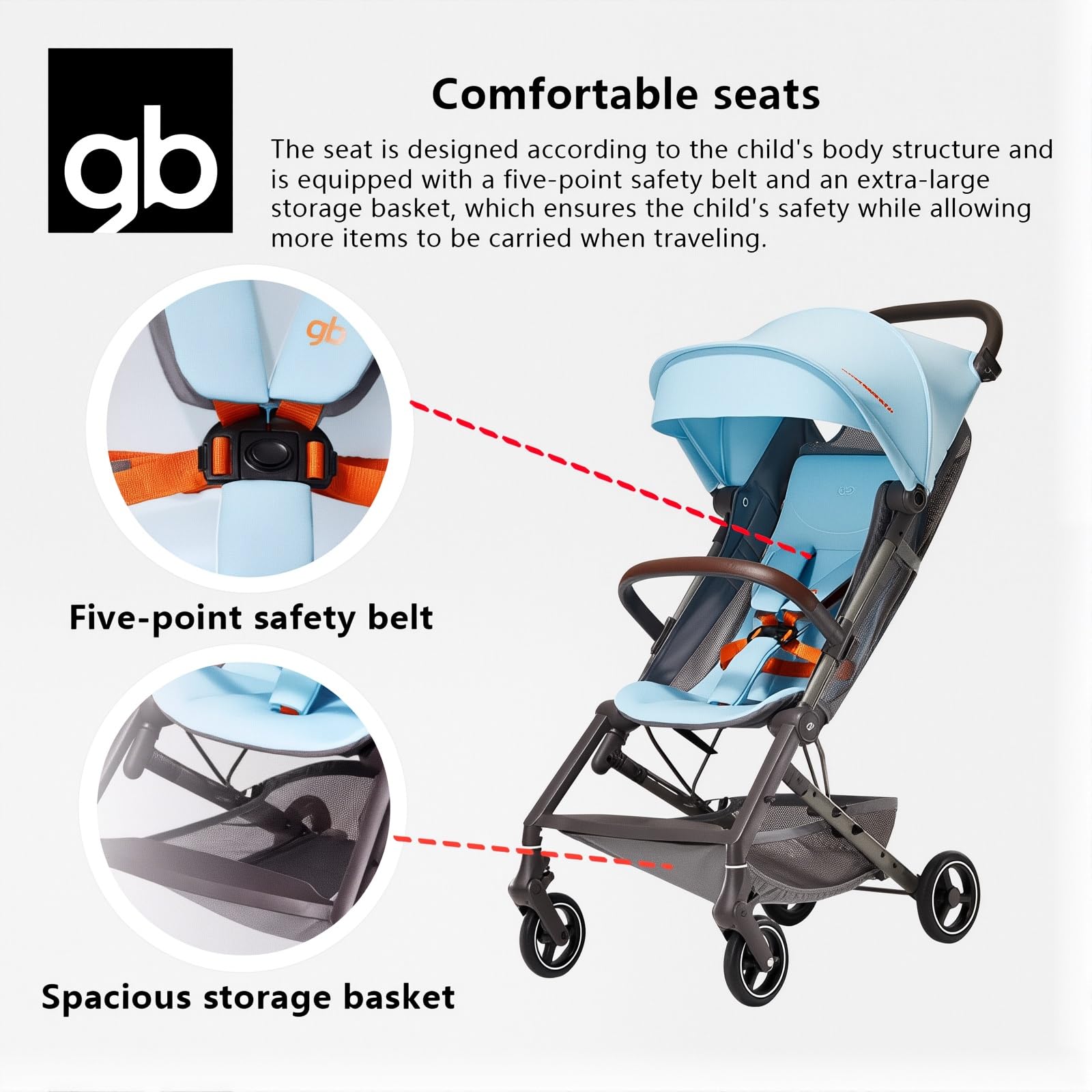 gb FLAM Plus Lightweight Easy Fold Compact ToddlerStroller and