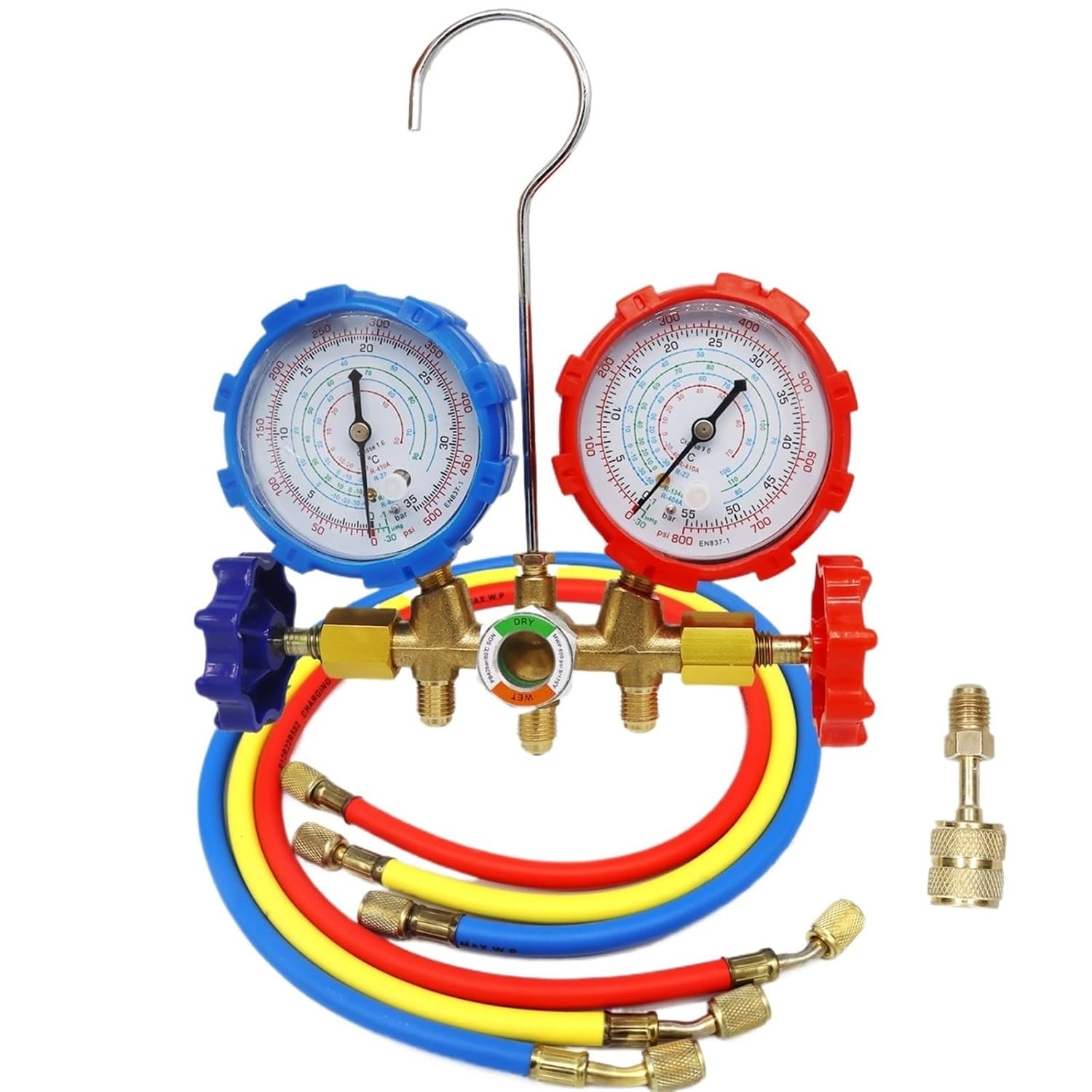 Refrigerant Manifold Gauge Set Diagnostic Air Conditioning Tool Hook Hose(Set3)