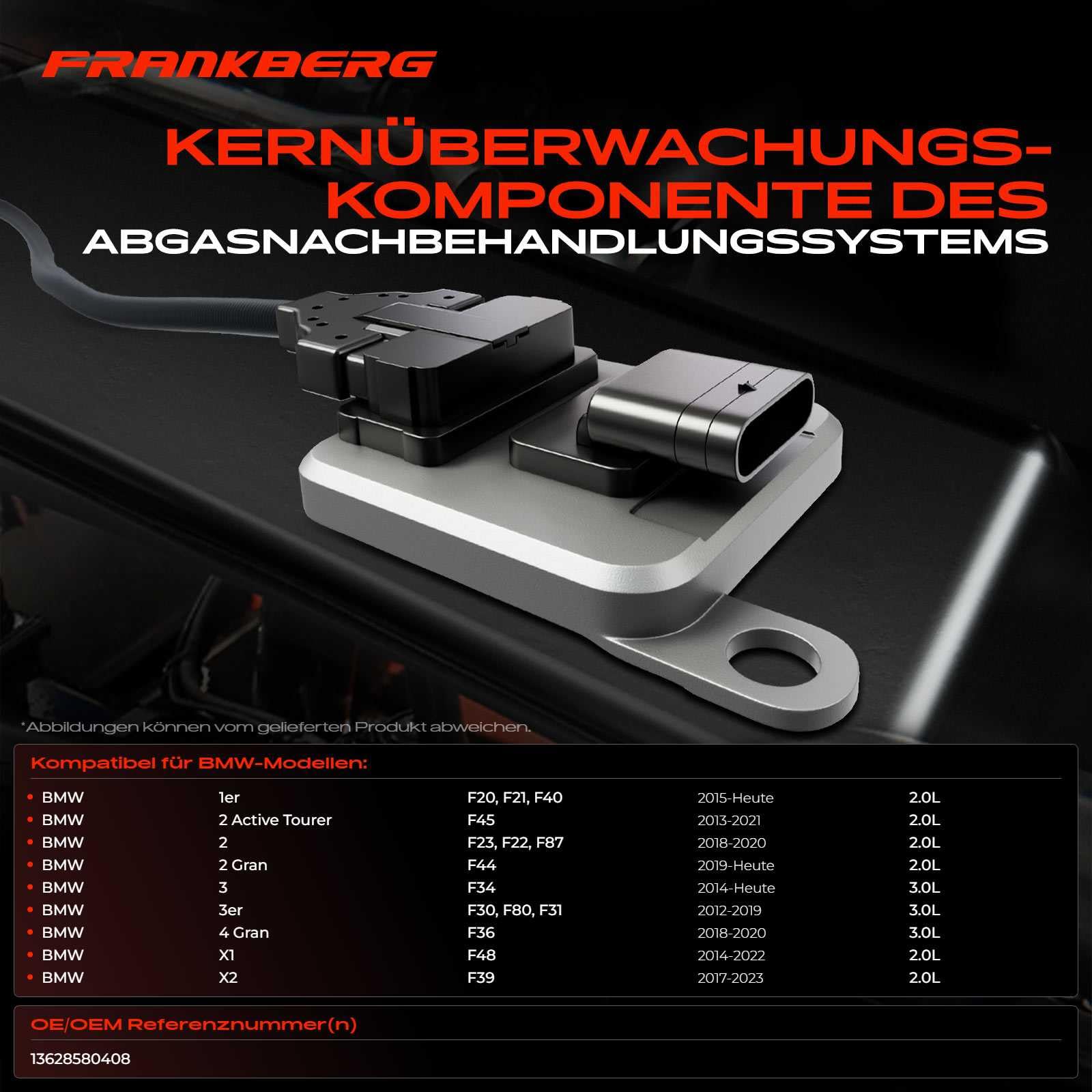 Frankberg Sensore di ossigeno a 5 poli Compatibile con BMW Serie 3 F31, Serie 1 F20/F40, 2 Active Tourer F45, 4 Gran Coupé F36