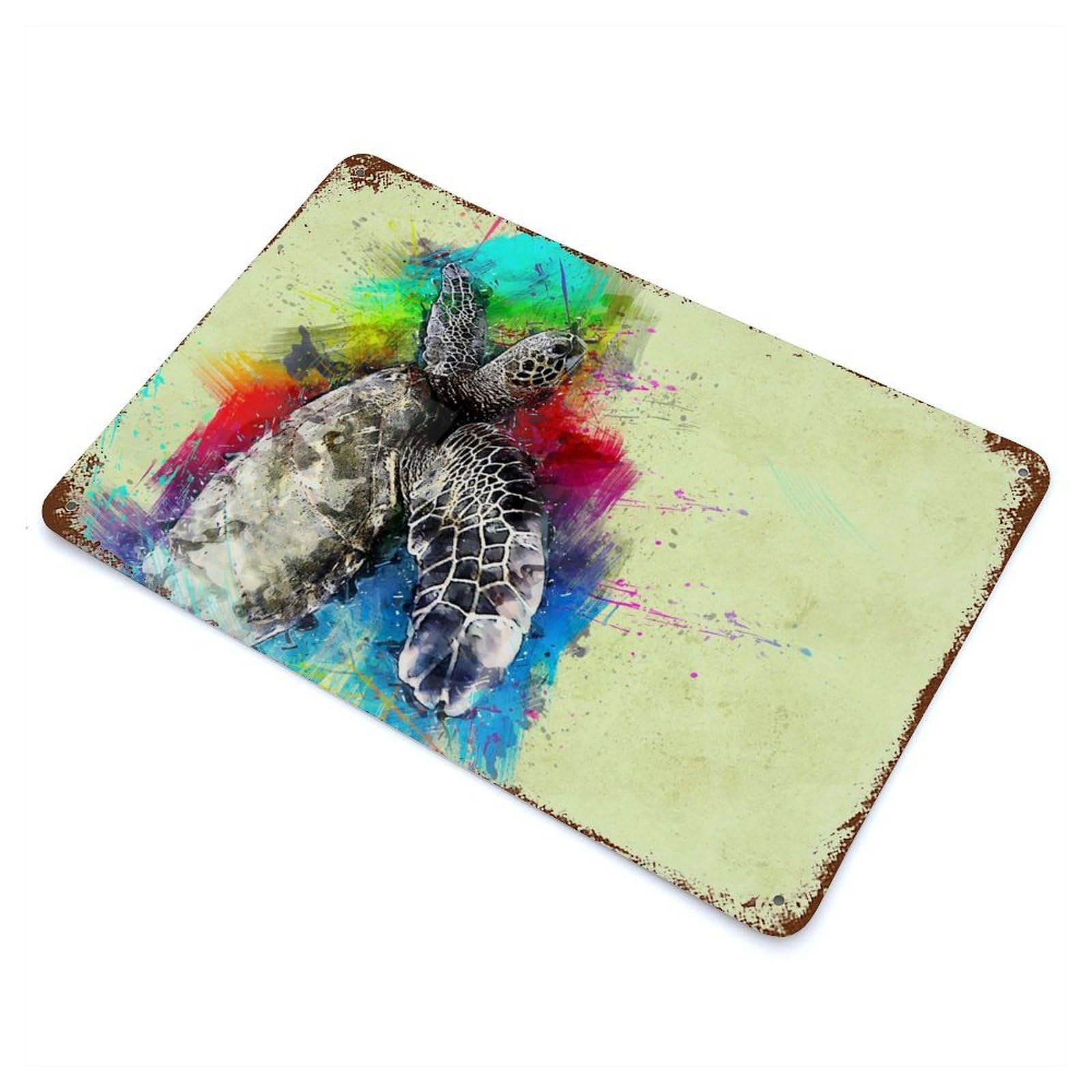 Garage Style Sea Turtle 137 Weathered Tin Sign 11.8"x7.9", Classic Wall Plaque for Bar And Workshop