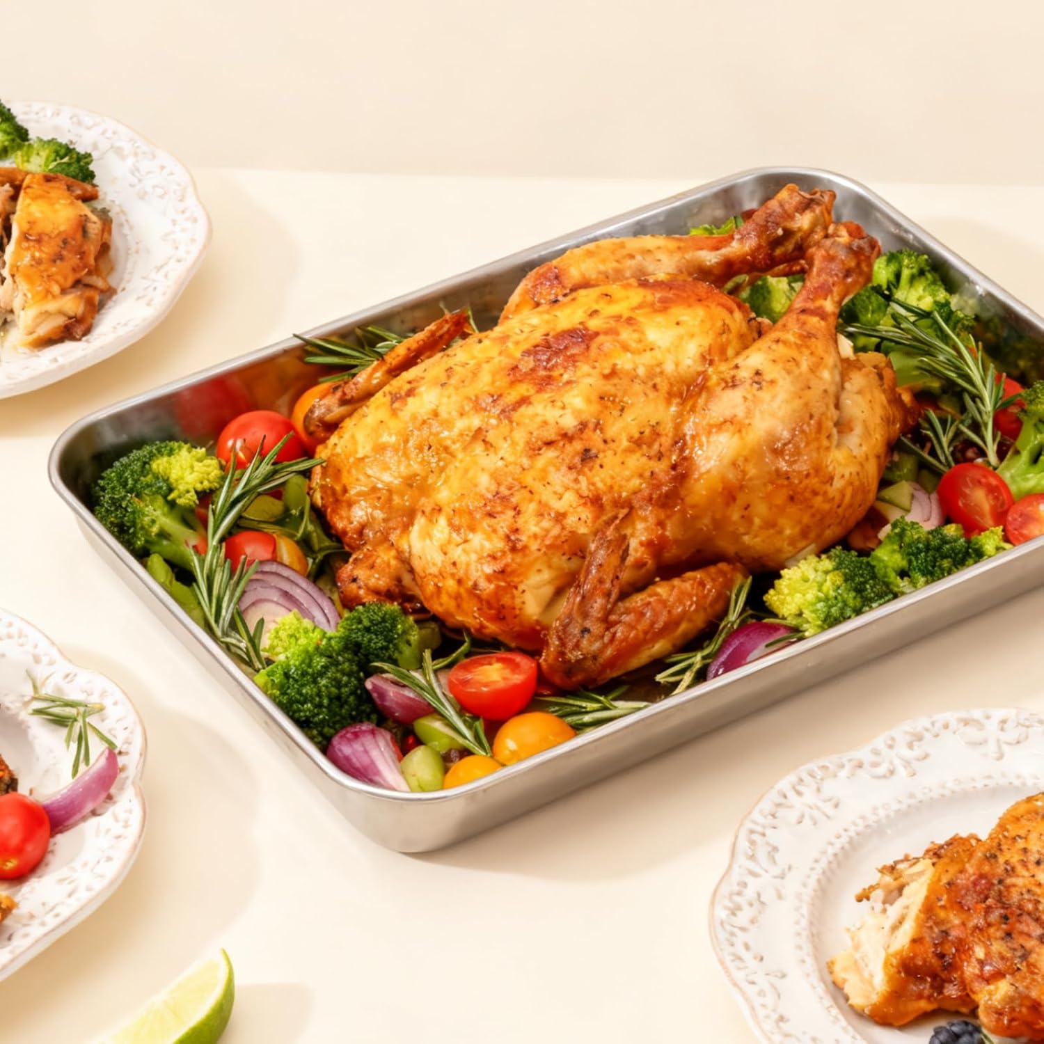 LEXININ Baking Sheet Set, 11.8 x 15.7 x 1 Inch, 8-Piece Stainless Steel Cookie Pan, Silver - Image 7