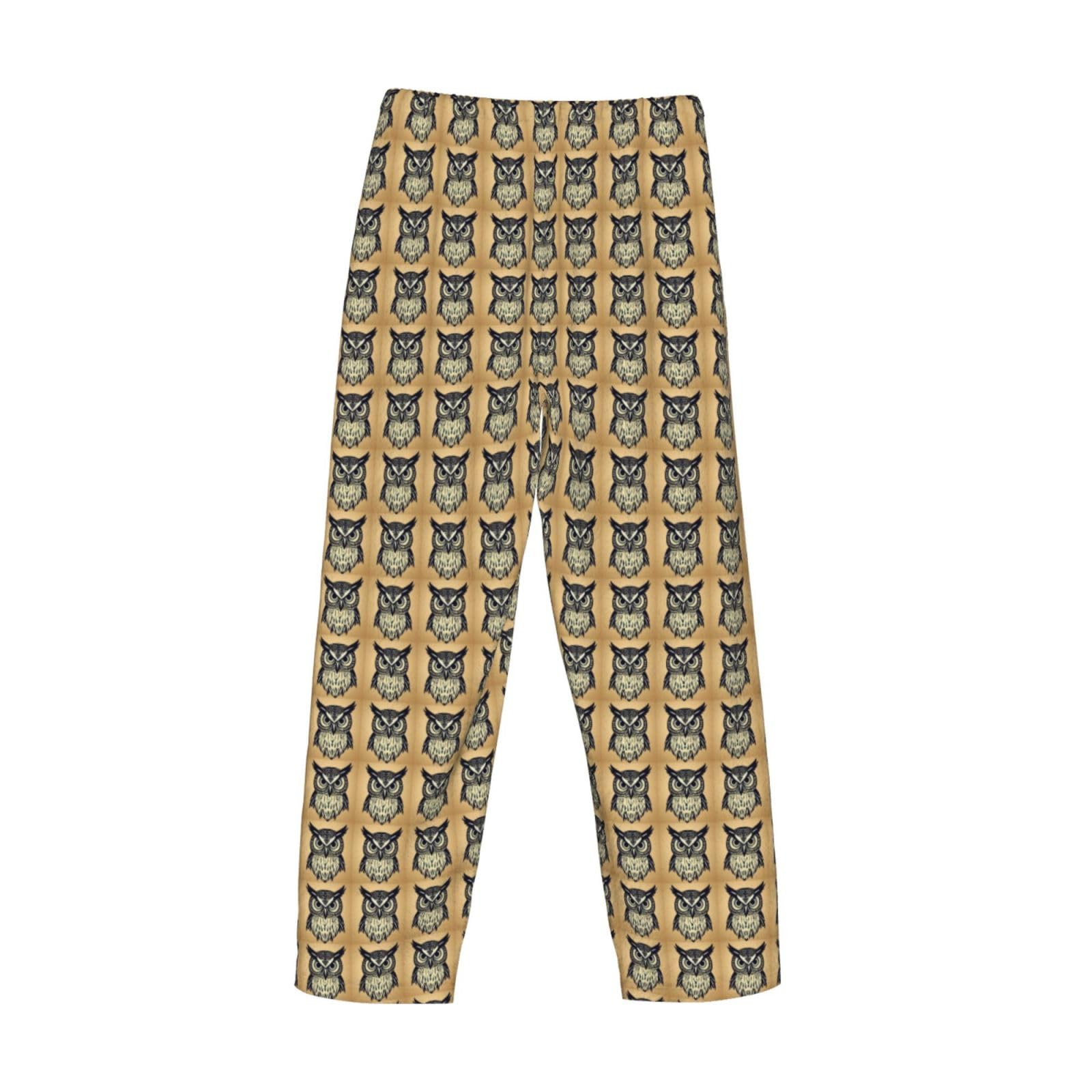 Pigiama da uomo con stampa di gufi, abbigliamento da notte, comodo, caldo, leggero, per tutti i giorni